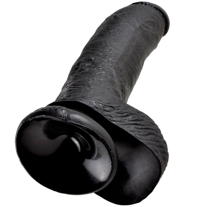 KING COCK - 9 GODE NOIR AVEC COUILLES 22,9 CM