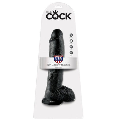 KING COCK - 10 GODES NOIRS AVEC COUILLES 25,4 CM