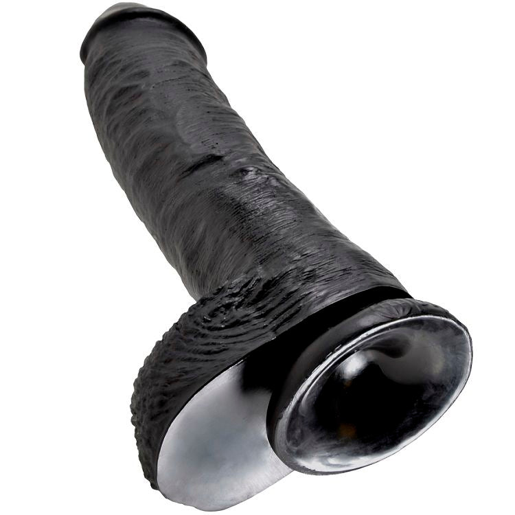 KING COCK - 10 GODES NOIRS AVEC COUILLES 25,4 CM