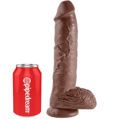 KING COCK - 10 DILDO MARRÓN CON BOLAS 25,4 CM