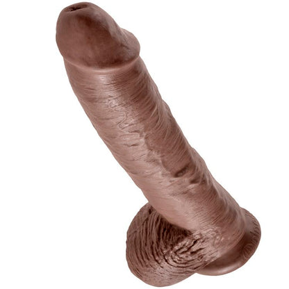 KING COCK - 10 DILDO MARRÓN CON BOLAS 25,4 CM