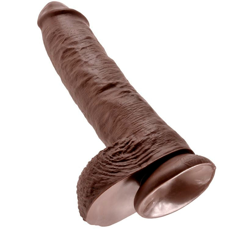 KING COCK - 10 DILDO MARRÓN CON BOLAS 25,4 CM