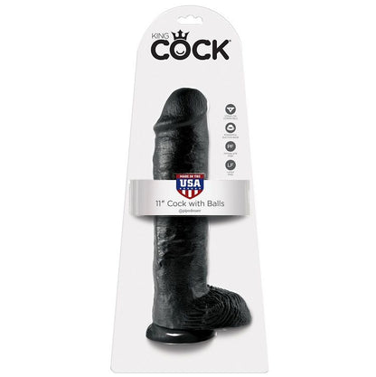 KING COCK - 11 GODE NOIR AVEC COUILLES 28 CM