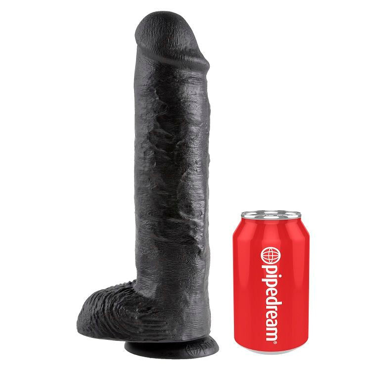 KING COCK - 11 GODE NOIR AVEC COUILLES 28 CM