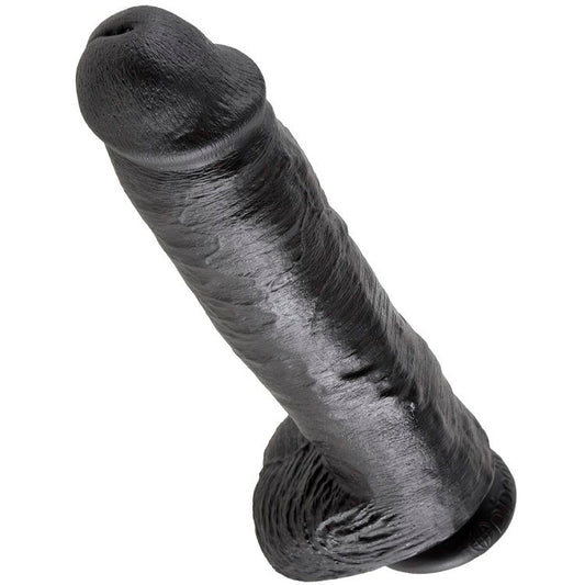 KING COCK - 11 DILDO BLACK WITH BALLS 28 CM