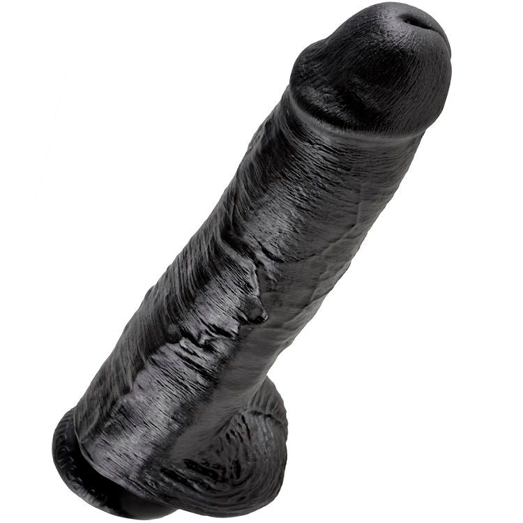 KING COCK - 11 GODE NOIR AVEC COUILLES 28 CM