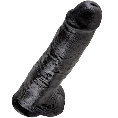 KING COCK - 11 GODE NOIR AVEC COUILLES 28 CM