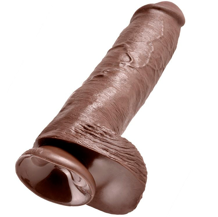 KING COCK - 11 GODE MARRON AVEC COUILLES 28 CM