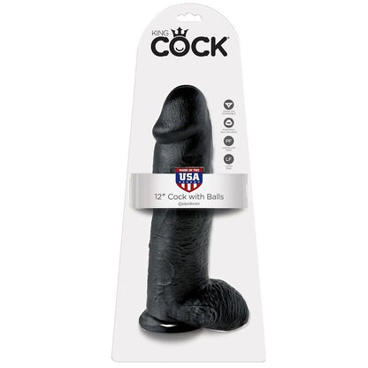 KING COCK - 12 DILDO NEGRO CON BOLAS 30,48 CM