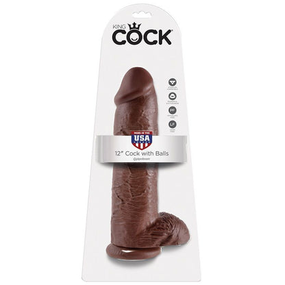 KING COCK - 12 GODES MARRON AVEC COUILLES 30,48 CM