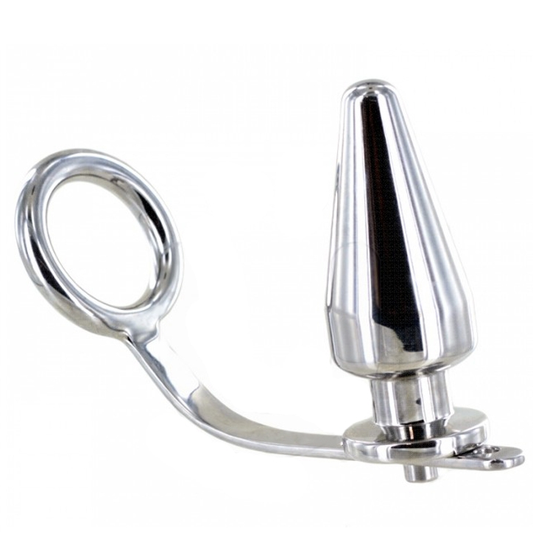 METAL HARD - STEEL RING WITH ANAL PLUG 80 X 55 MM