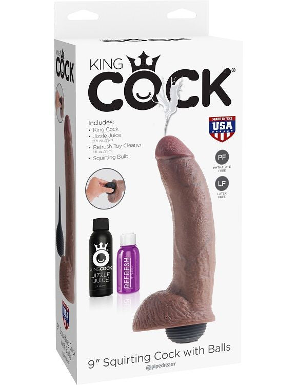 KING COCK - PENIS EJACULATEUR BRUN REALISTE 22,86 CM