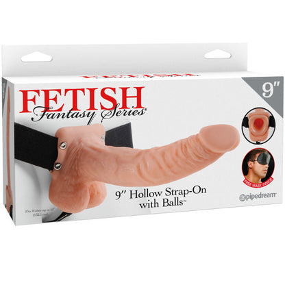 FETISH FANTASY SERIES - SÉRIE 9 STRAP-ON CREUX AVEC COUILLES 22,9 CM CHAIR