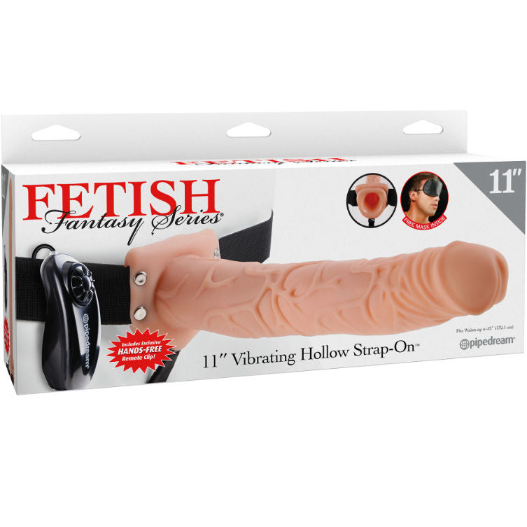 SERIE FETISH FANTASY - SERIE 11 STRAP-ON HUECO CON VIBRACIÓN Y BOLAS 27,9CM CARNE