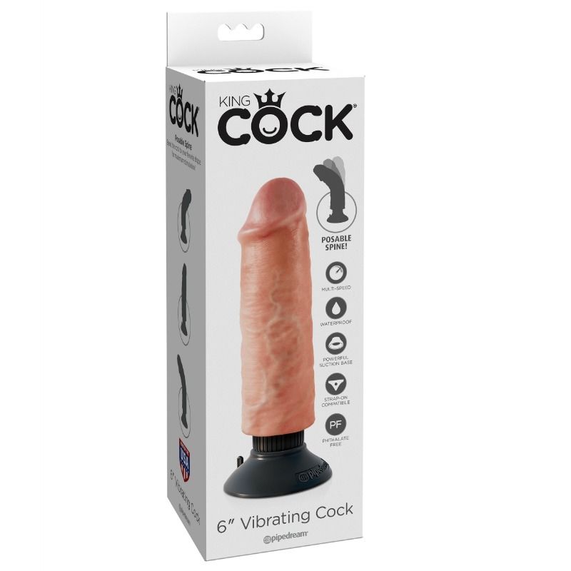 KING COCK - PENE VIBRADOR DE 15,24 CM CARNE