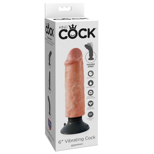 KING COCK - PENE VIBRADOR DE 15,24 CM CARNE