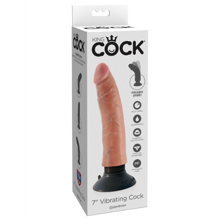 KING COCK - 17.78 CM VIBRATING COCK FLESH