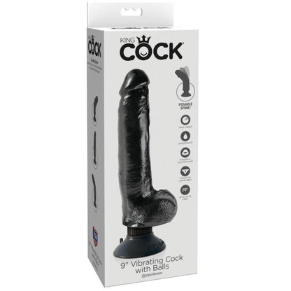 KING COCK - 23 CM VIBRATING COCK WITH BALLS BLACK