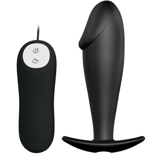 PRETTY LOVE - PLUG ANAL SILICONE FORME PENIS ET 12 MODES DE VIBRATIONS NOIR