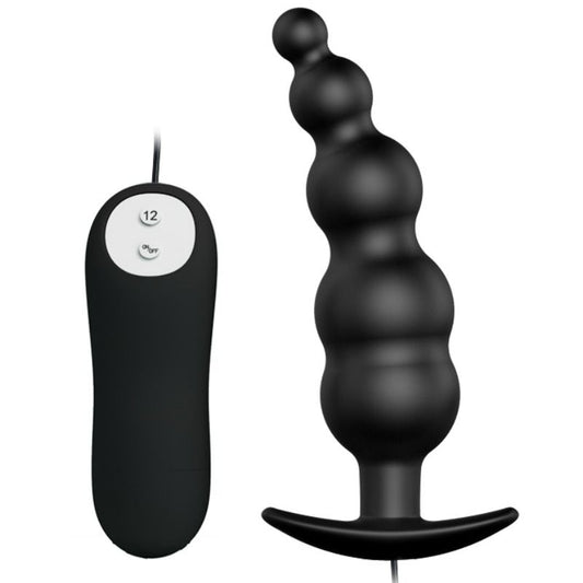 PRETTY LOVE - ANAL PLUG SILICONE EXTRA STIMULATION AND 12 VIBRATION MODES BLACK