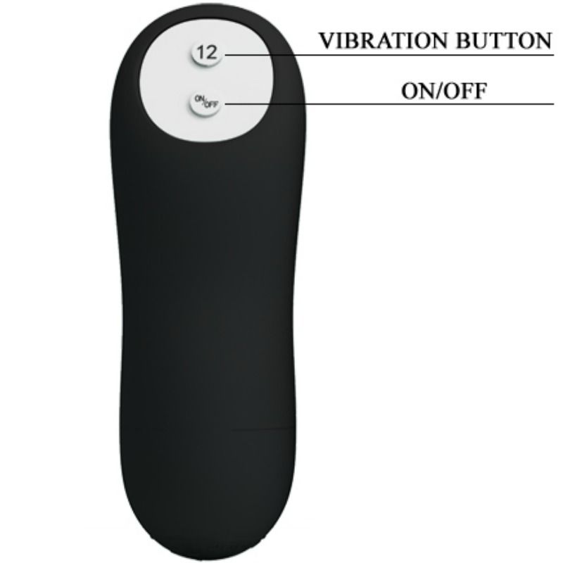 PRETTY LOVE - ANAL PLUG SILICONE EXTRA STIMULATION AND 12 VIBRATION MODES BLACK