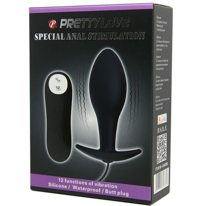 PRETTY LOVE - PLUG ANAL FORMA ANCLA SILICONA 12 MODOS DE VIBRACIÓN NEGRO