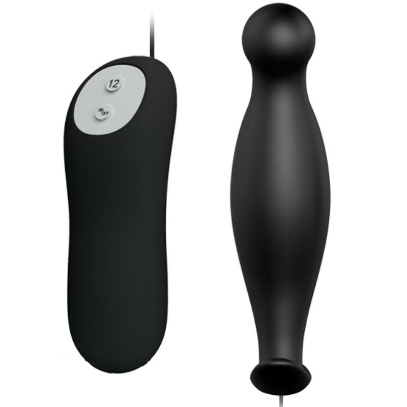 PRETTY LOVE - PLUG ANAL SILICONE 12 MODES DE VIBRATIONS NOIR