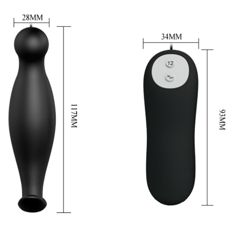 PRETTY LOVE - PLUG ANAL SILICONE 12 MODES DE VIBRATIONS NOIR