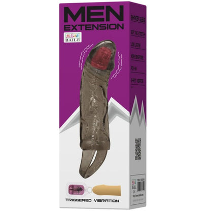 BAILE - FUNDA EXTENSORA DE PENE CON VIBRACIÓN Y CORREA PARA TESTICULOS 13,5 CM