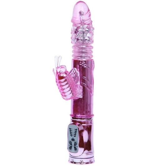 BAILE - VIBRADOR RECARGABLE CON ROTACIÓN Y ESTIMULADOR DE MARIPOSA PULSANTE