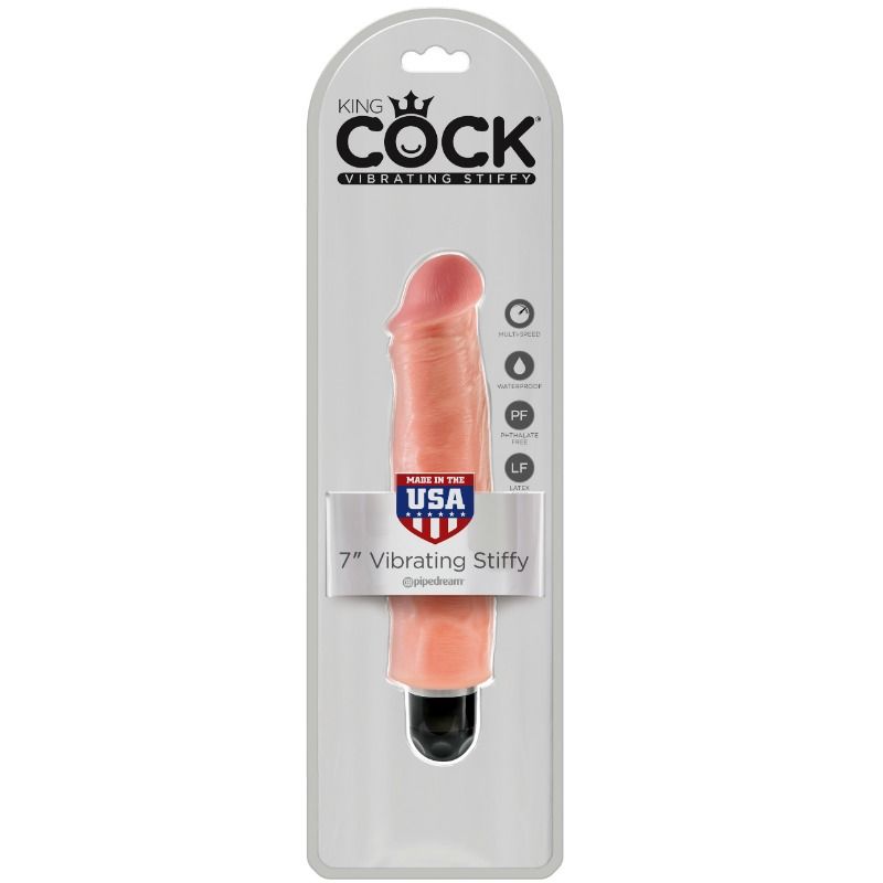 KING COCK - 17.8 CM VIBRATING STIFFY FLESH