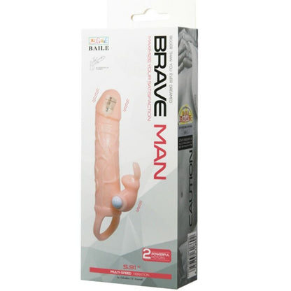 BAILE - FUNDA PARA PENE BRAVE MAN CON CONEJO Y DOBLE MOTOR CARNE 16,5 CM