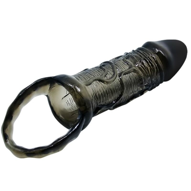 BAILE - FUNDA EXTENSORA DE PENE CON CORREA PARA TESTICULOS NEGRA 13,5 CM