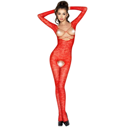 PASIÓN - MUJER BS031 BODYSTOCKING ROJO TALLA ÚNICA