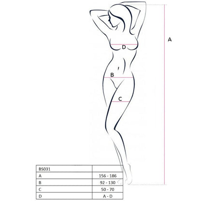 PASIÓN - MUJER BS031 BODYSTOCKING ROJO TALLA ÚNICA