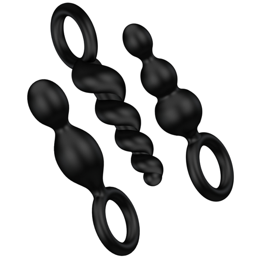 SATISFYER - SET DE TAPONES ANALES 3 PIEZAS NEGRO