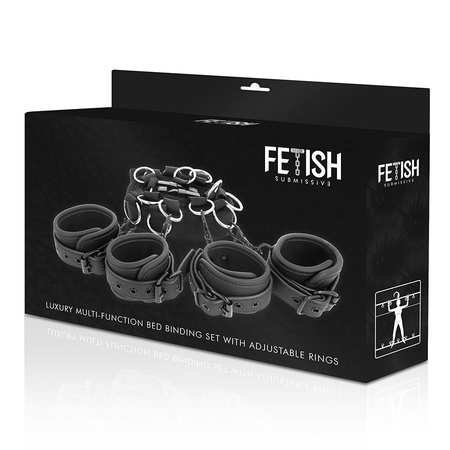 FETISH SUBMISSIVE - JUEGO DE ATADURAS DE CAMA DE LUJO CON FORRO DE NOPRENE