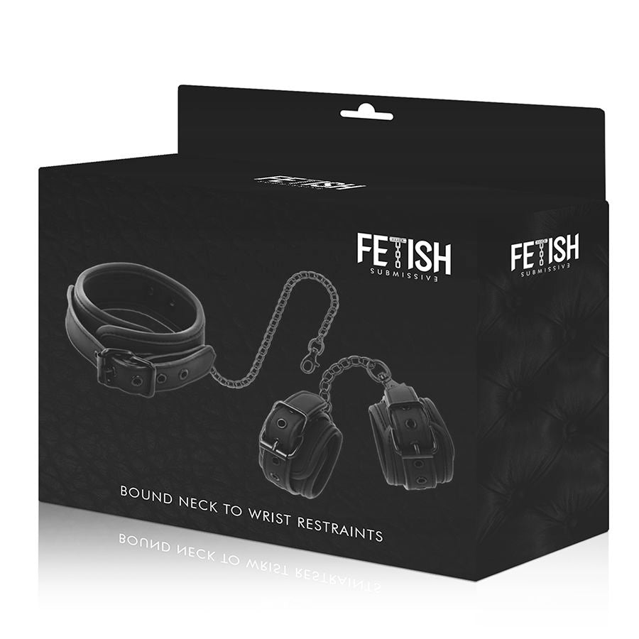 FETISH SUBMISSIVE - VEGAN LEATHER NECKLACE AND HANDCUFFS WITH NOPRENE LINING