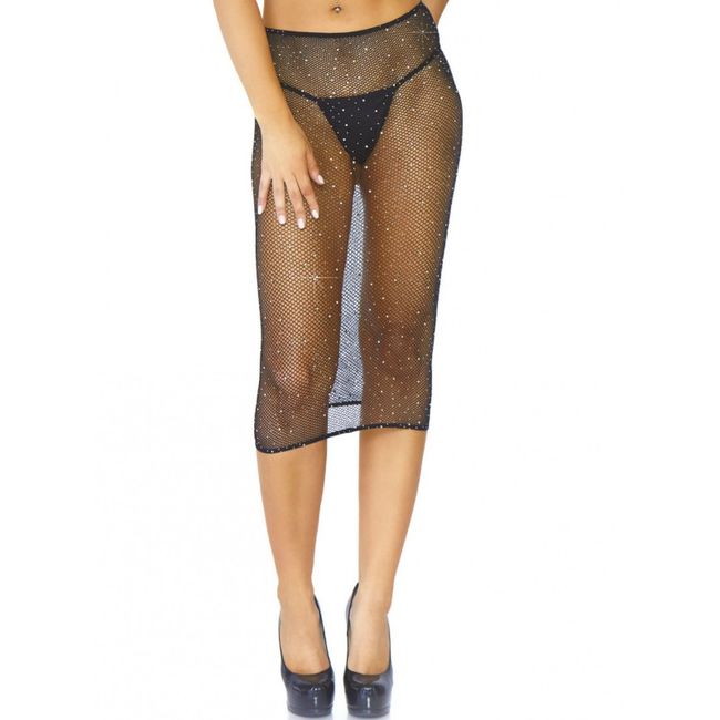 LEG AVENUE - CRYSTALIZED FISHNET MULTIDRESS BLACK O.S