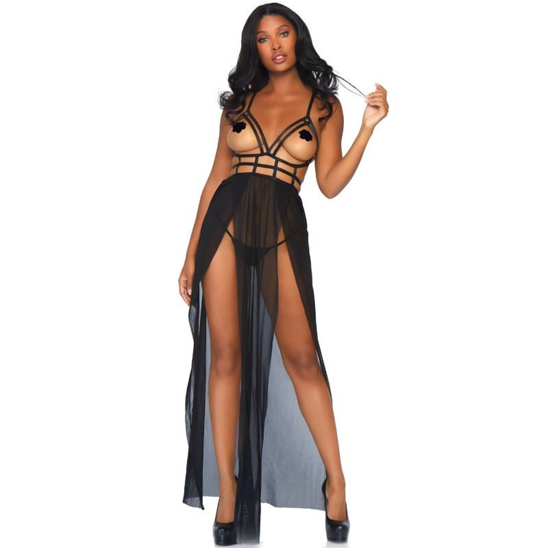 LEG AVENUE - VESTIDO MAXI CAGE Y TANGA S/M