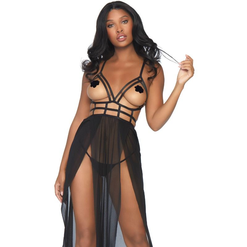 LEG AVENUE - VESTIDO MAXI CAGE Y TANGA S/M