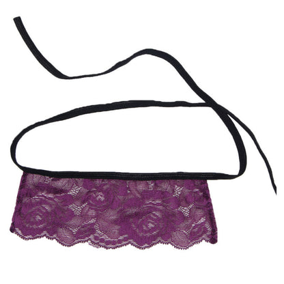 SUBBLIME - CORSET THONG AND BLINDFOLD BLACK AND PURPLE S/M