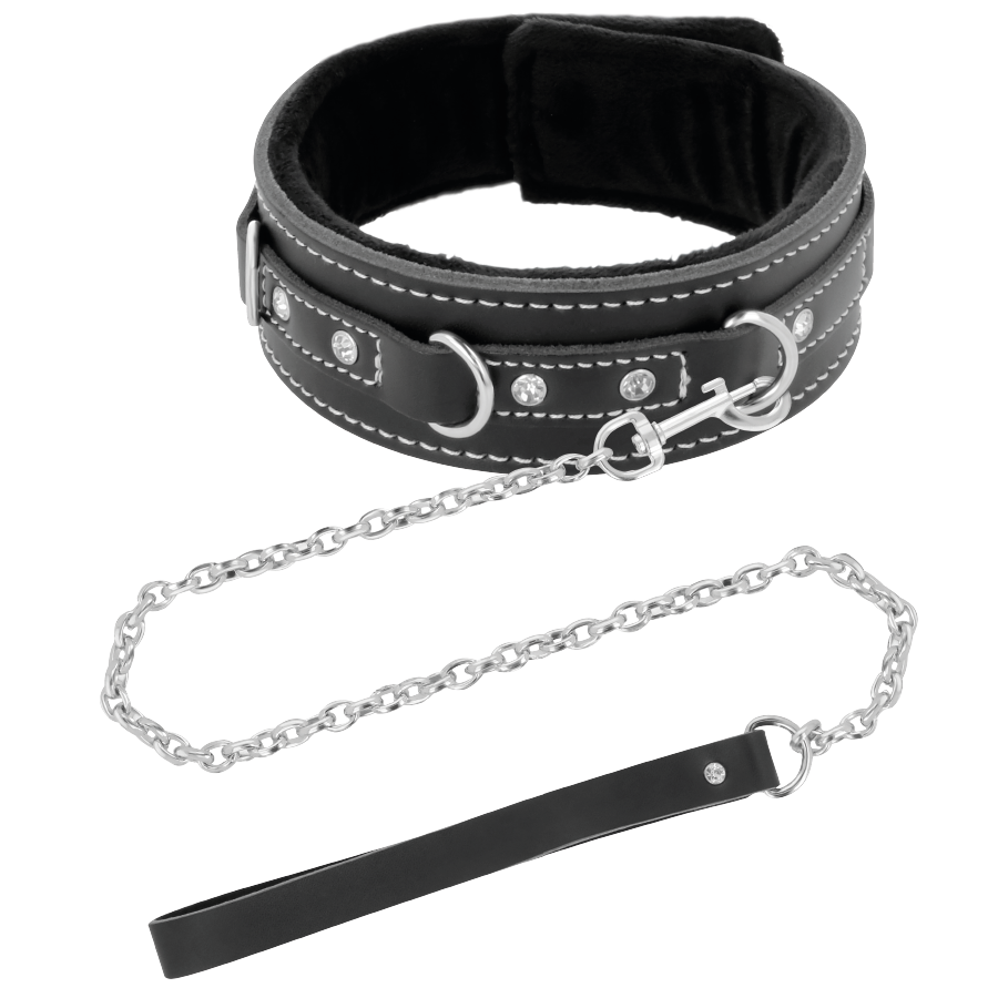 DARKNESS - HIGH QUALITY LEATHER COLLAR WITH LEASH