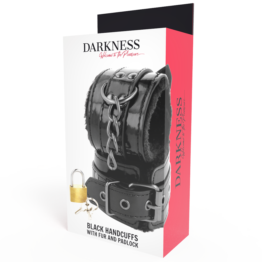 DARKNESS - MENOTTES EN CUIR NOIR RÉGLABLES AVEC CADENAS