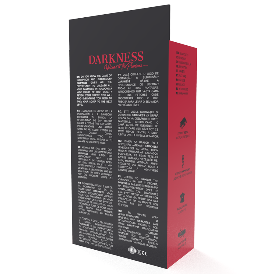 DARKNESS - MENOTTES NOIRES RÉGLABLES AVEC DOUBLE BANDE DE RENFORT