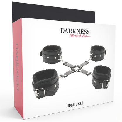 DARKNESS - LEATHER HANDCUFFS FOR FOOT AND HANDS BLACK