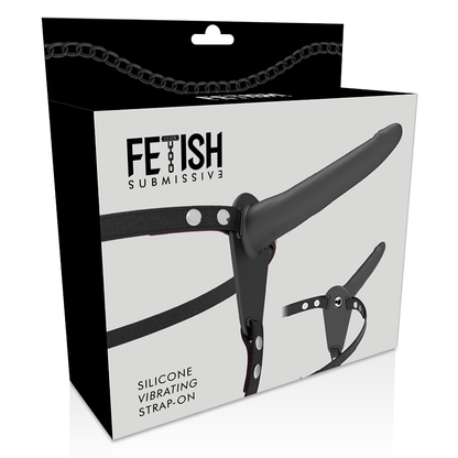 FETISH SUBMISSIVE HARNESS - BLACK SILICONE VIBRATOR 15 CM