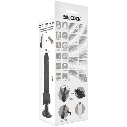 BASECOCK - VIBRATEUR RÉALISTE TÉLÉCOMMANDÉ NATUREL AVEC TESTICULES 19,5 CM -O- 4 CM