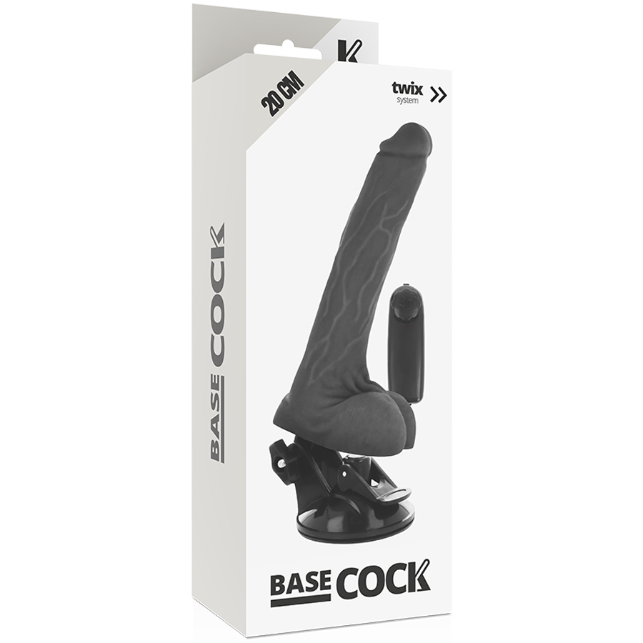 BASECOCK - VIBRATEUR RÉALISTE À TÉLÉCOMMANDE NATUREL AVEC TESTICULES 20 CM -O- 4 CM