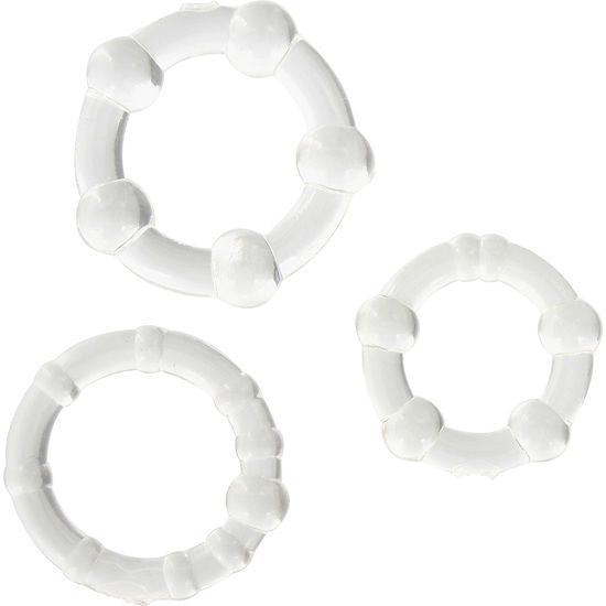 SIETE CREACIONES - SET DE TRES ANILLOS PARA EL PENE TRANSPARENTES